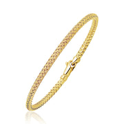 Bids.com Fancy Weave Bangle in 14k Yellow Gold (3.0mm) Bracelets White Smoke 7.25 / Yellow Gold