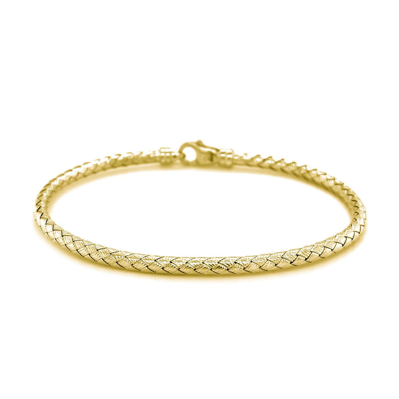Bids.com Fancy Weave Bangle in 14k Yellow Gold (3.0mm) Bracelets White Smoke 7.25 / Yellow Gold