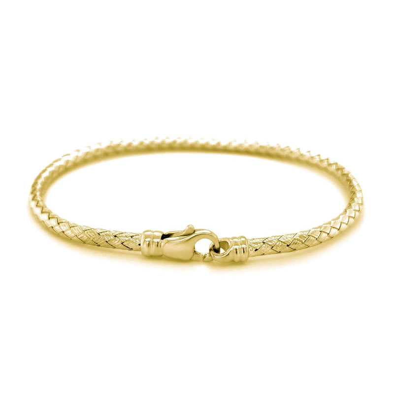 Bids.com Fancy Weave Bangle in 14k Yellow Gold (3.0mm) Bracelets White Smoke 7.25 / Yellow Gold