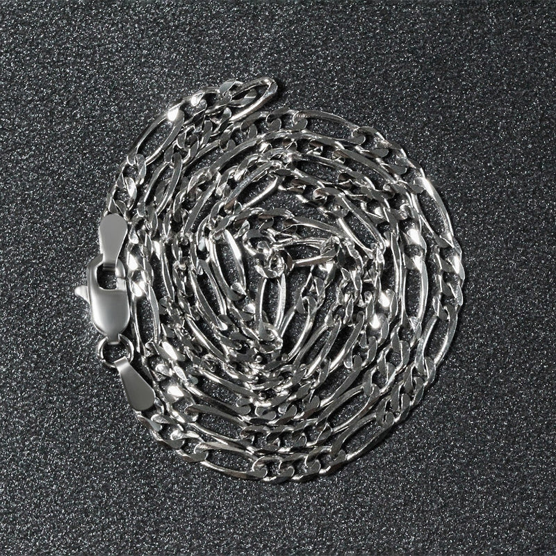 Bids.com 3.0mm 14k White Gold Solid Figaro Chain Necklaces Dark Slate Gray 18 / White Gold,20 / White Gold,22 / White Gold,24 / White Gold