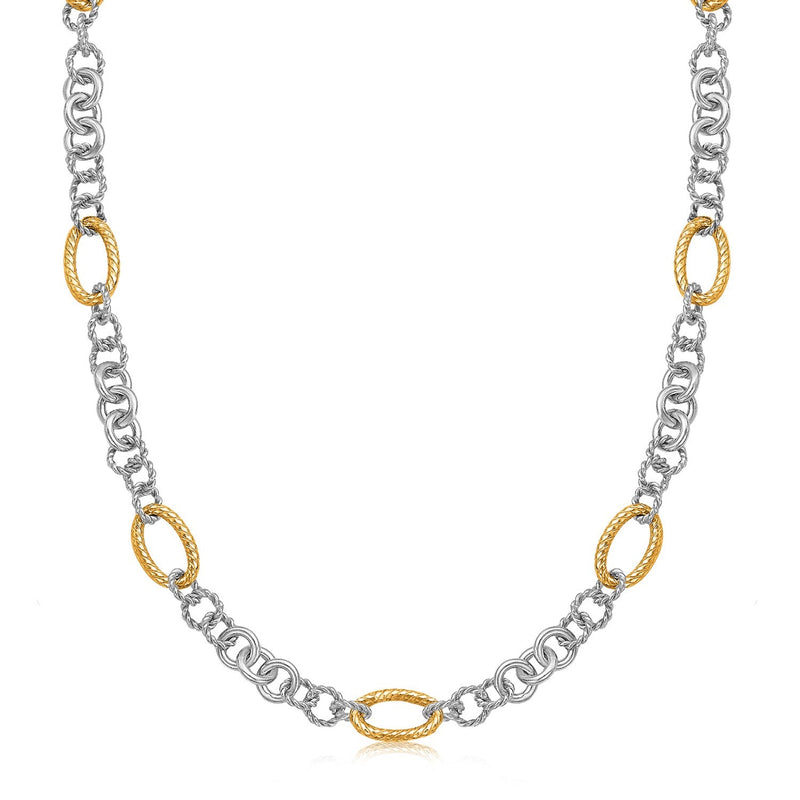 Bids.com 18k Yellow Gold and Sterling Silver Rhodium Plated Multi Style Chain Necklace Necklaces White Smoke 18 / Yellow Gold & Sterling Silver