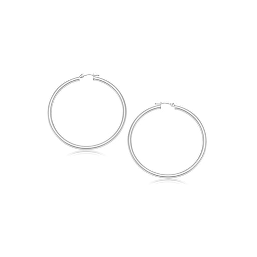 Bids.com 14k White Gold Polished Hoop Earrings (2- mm) Earrings White Smoke White Gold