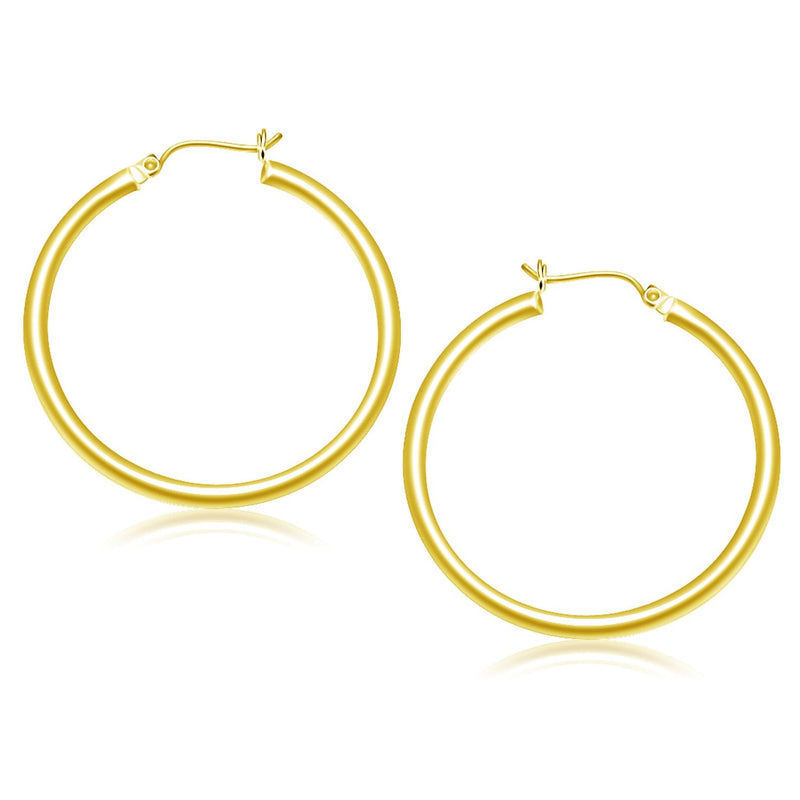 Bids.com 14k Yellow Gold Polished Hoop Earrings (40 mm) Earrings White Smoke Yellow Gold