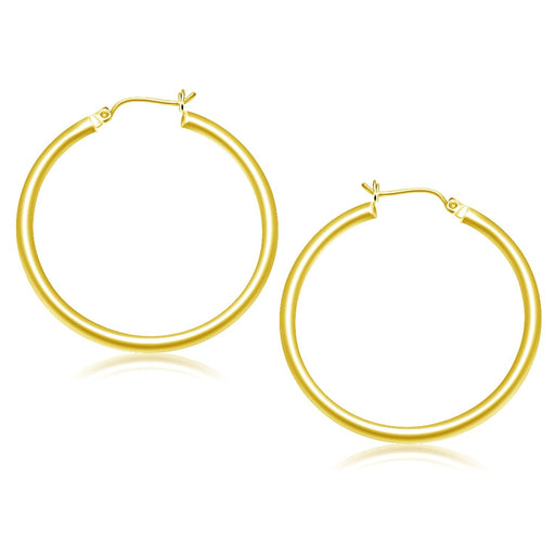 Bids.com 14k Yellow Gold Polished Hoop Earrings (40 mm) Earrings White Smoke Yellow Gold