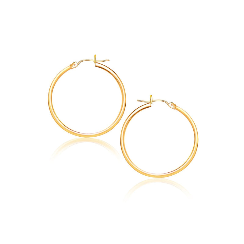 Bids.com 14k Yellow Gold Polished Hoop Earrings (2x40mm) Earrings White Smoke Yellow Gold