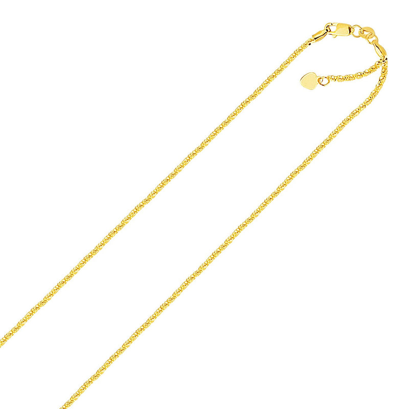 Bids.com 10k Yellow Gold Adjustable Sparkle Chain 1.5mm Necklaces White Smoke 22 / Yellow Gold