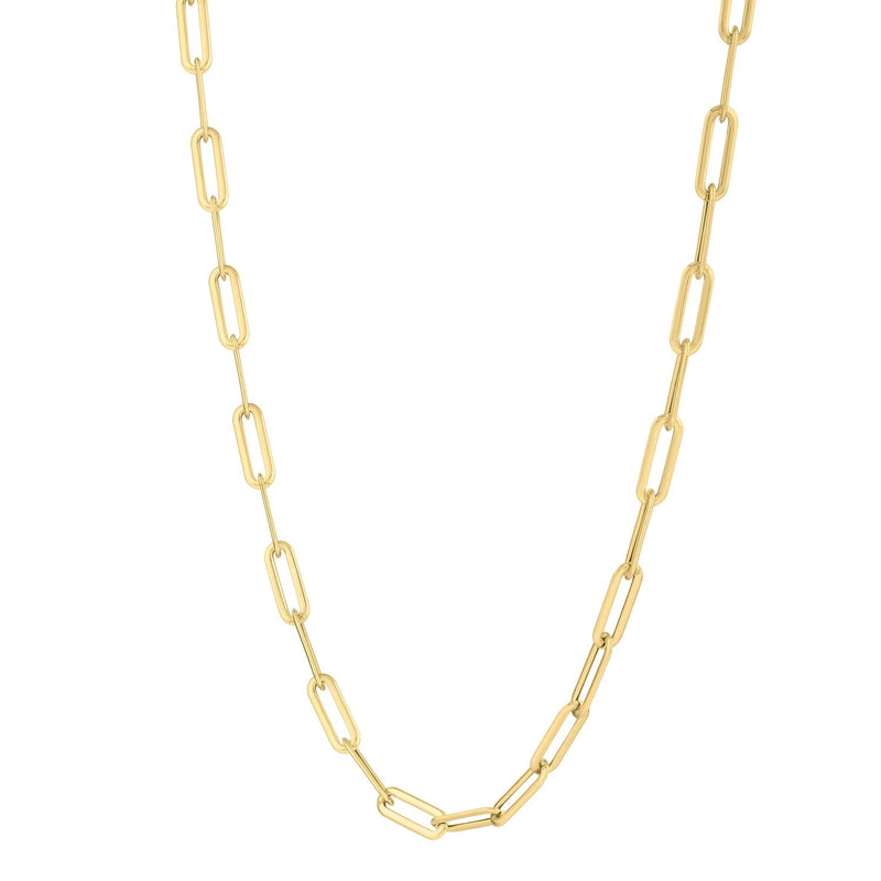 Bids.com 14k Yellow Gold Long Domed Paperclip Chain Necklace (4.80 mm) Necklaces White Smoke 18 / Yellow Gold