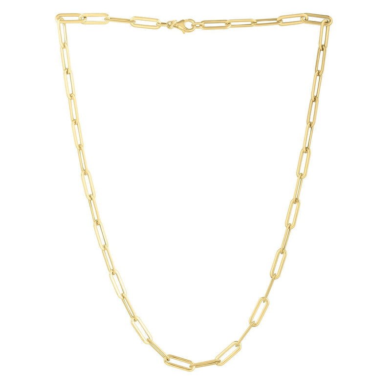 Bids.com 14k Yellow Gold Long Domed Paperclip Chain Necklace (4.80 mm) Necklaces White Smoke 18 / Yellow Gold