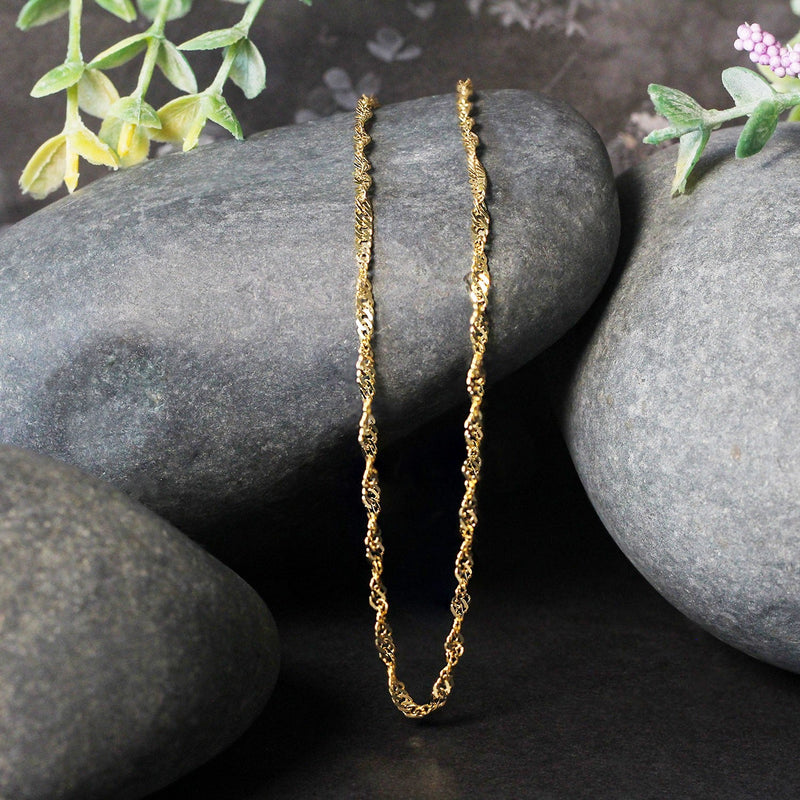 Bids.com 2.1mm 14k Yellow Gold Singapore Chain Necklaces Black 16 / Yellow Gold,18 / Yellow Gold,20 / Yellow Gold,24 / Yellow Gold