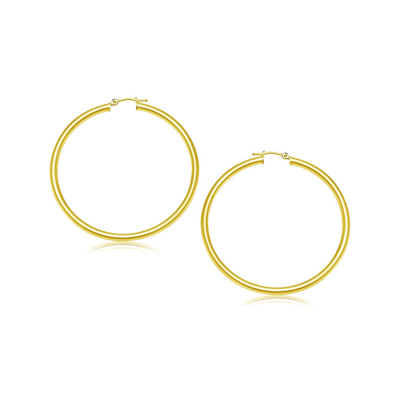 Bids.com 14k Yellow Gold Polished Hoop Earrings (25 mm) Earrings White Smoke Yellow Gold