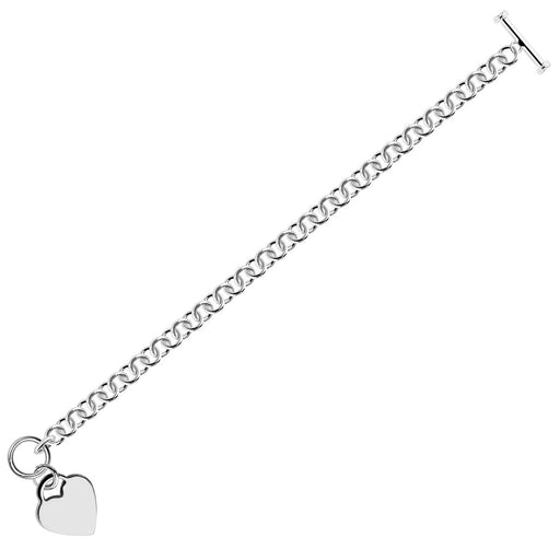 Bids.com Sterling Silver Rhodium Plated Rolo Chain Bracelet with a Heart Charm Bracelets White Smoke 7.25 / Sterling Silver,8 / Sterling Silver