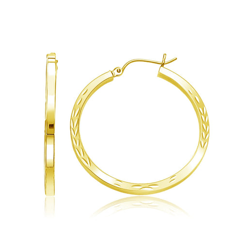 Bids.com 14k Yellow Gold Diamond Cut Hoop Earrings Earrings White Smoke Yellow Gold