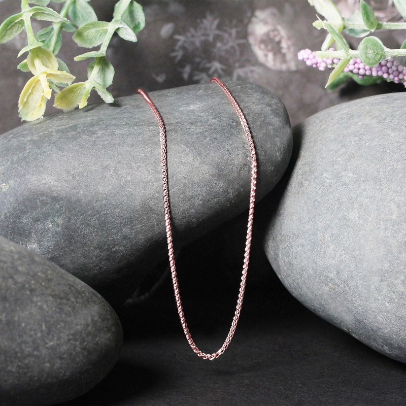 Bids.com 14k Rose Gold Diamond Cut Round Wheat Chain 1.1mm Necklaces Black 16 / Rose Gold,18 / Rose Gold,20 / Rose Gold