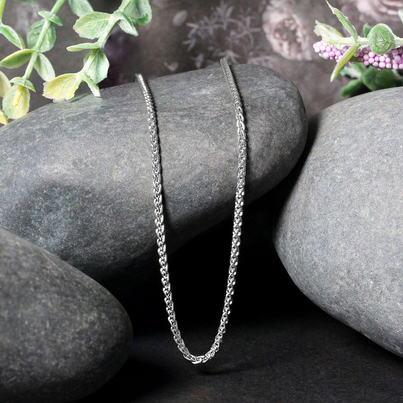 Bids.com 2.1mm 14k White Gold Round Wheat Chain Necklaces Black 16 / White Gold,18 / White Gold,20 / White Gold,22 / White Gold,24 / White Gold,One / White Gold