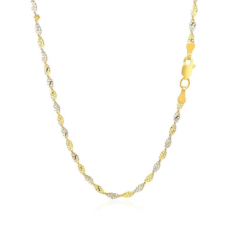 Bids.com 2.0mm 14k Two-Tone Gold Singapore Chain Necklaces White Smoke 16 / Two-Tone Gold,18 / Two-Tone Gold,20 / Two-Tone Gold