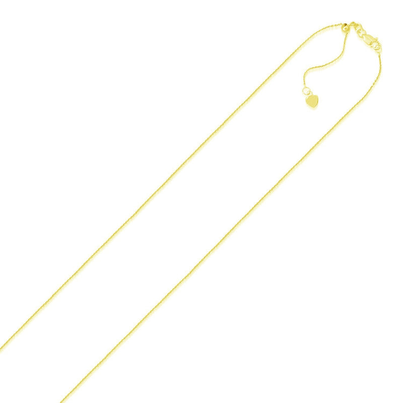 Bids.com 14k Yellow Gold Adjustable Cable Chain 0.9mm Necklaces White Smoke 22 / Yellow Gold,30 / Yellow Gold