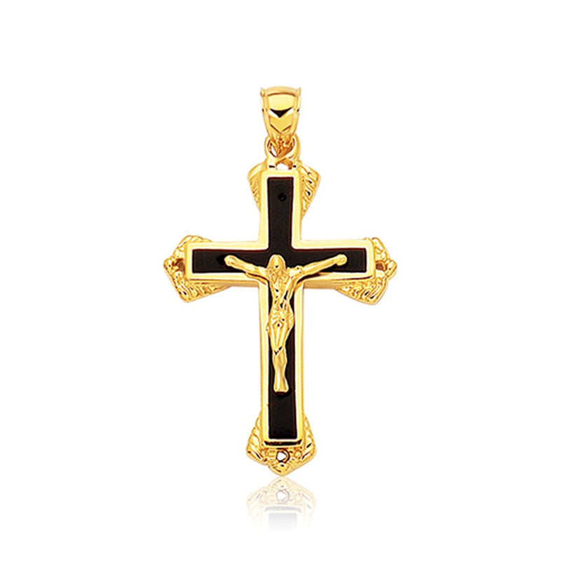 Bids.com 14k Yellow Gold Black Onyx Cross Pendant Pendants White Smoke Yellow Gold