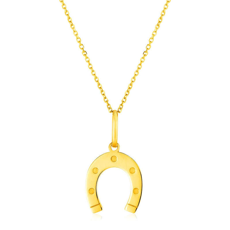 Bids.com 14K Yellow Gold Necklace with Horseshoe Necklaces White Smoke 18 / Yellow Gold