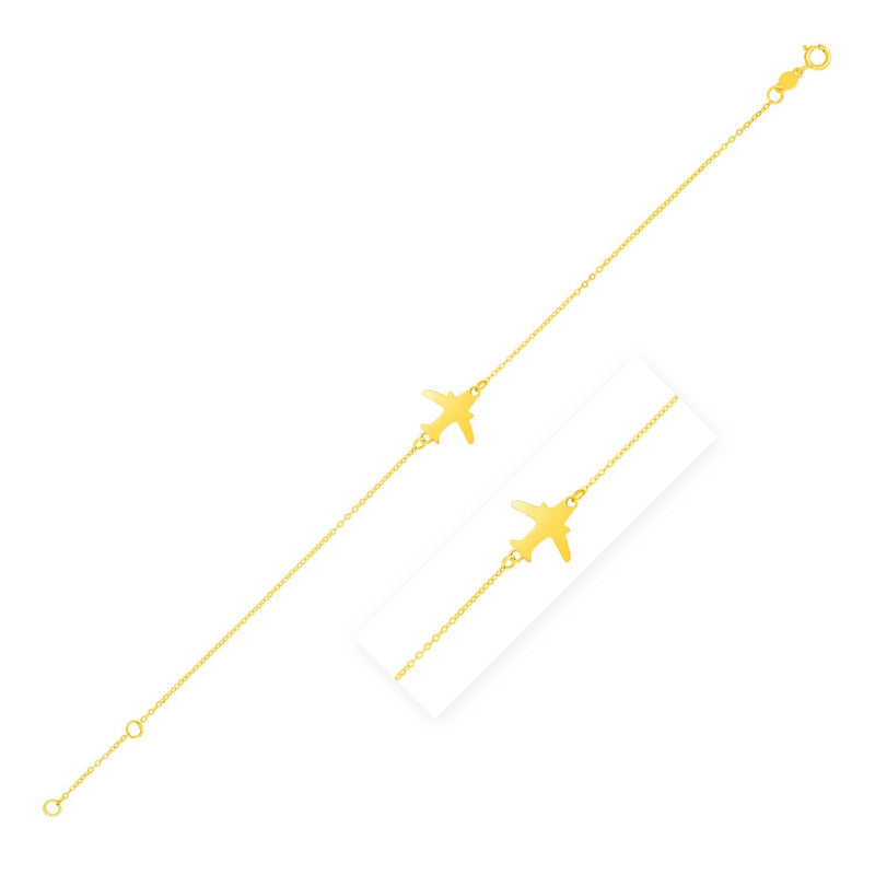 Bids.com 14K Yellow Gold Airplane Bracelet Bracelets White Smoke 7 / Yellow Gold