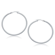 Bids.com 14k White Gold Polished Hoop Earrings (40 mm) Earrings White Smoke White Gold