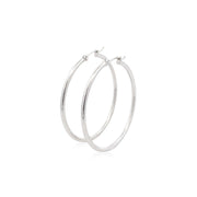 Bids.com 14k White Gold Polished Hoop Earrings (40 mm) Earrings White Smoke White Gold