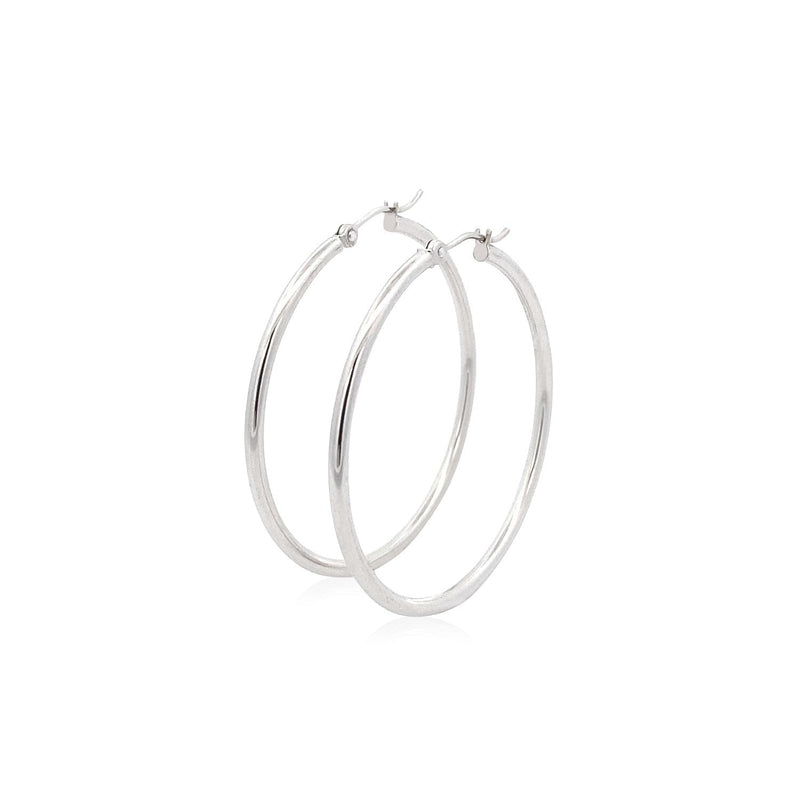 Bids.com 14k White Gold Polished Hoop Earrings (40 mm) Earrings White Smoke White Gold