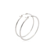 Bids.com 14k White Gold Polished Hoop Earrings (40 mm) Earrings White Smoke White Gold