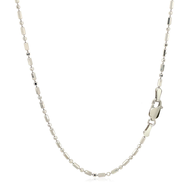 Bids.com 14k White Gold Diamond-Cut Alternating Bead Chain 1.5mm Necklaces White Smoke 16 / White Gold,18 / White Gold,20 / White Gold,24 / White Gold,One / White Gold