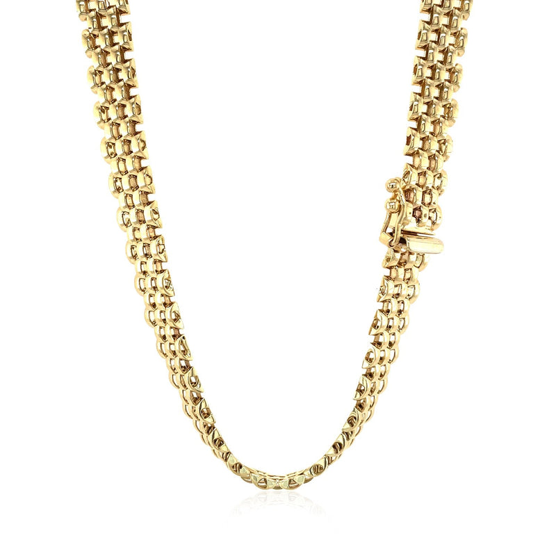 Bids.com 14k Yellow Gold Fancy Polished Multi-Row Panther Link Necklace Necklaces White Smoke 17 / Yellow Gold