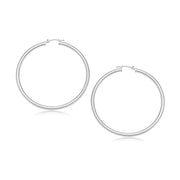 Bids.com 14k White Gold Polished Hoop Earrings (30 mm) Earrings White Smoke White Gold