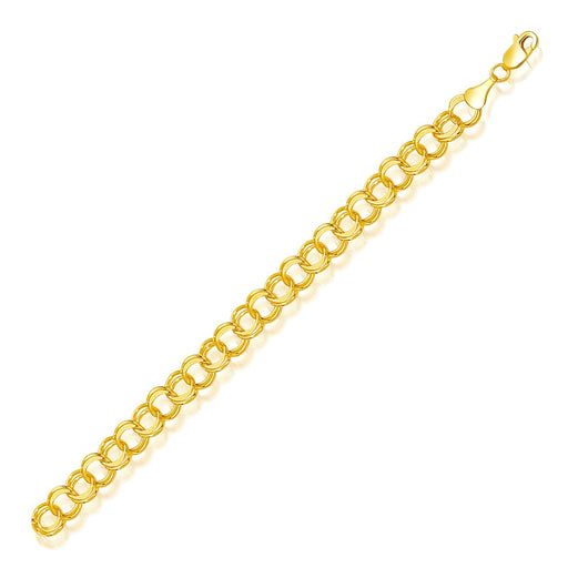 Bids.com 8.0 mm 14k Yellow Gold Solid Double Link Charm Bracelet Bracelets White Smoke 7 / Yellow Gold,8 / Yellow Gold