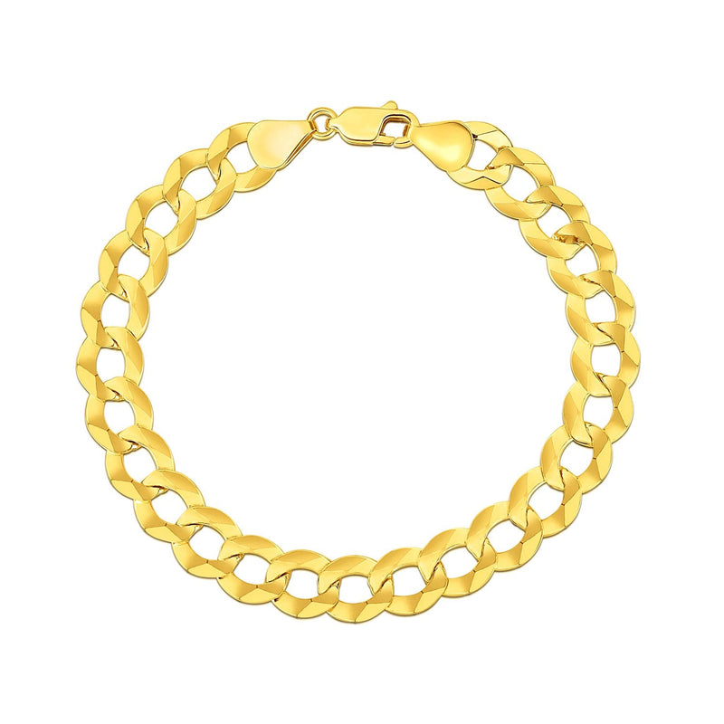 Bids.com 14k Yellow Gold Solid Curb Bracelet 10.0mm Bracelets White Smoke 8.5 / Yellow Gold