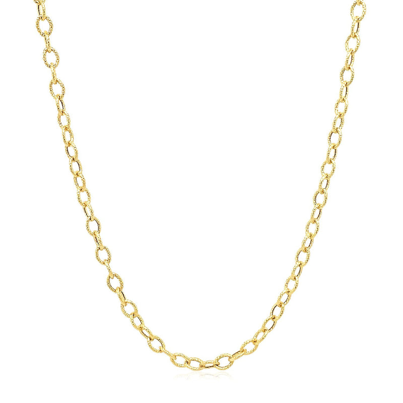 Bids.com 2.5mm 14k Yellow Gold Pendant Chain with Textured Links Necklaces White Smoke 16 / Yellow Gold,18 / Yellow Gold,20 / Yellow Gold,24 / Yellow Gold