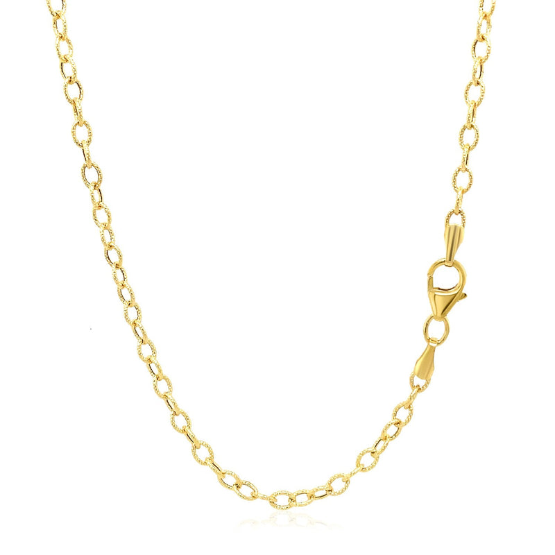 Bids.com 2.5mm 14k Yellow Gold Pendant Chain with Textured Links Necklaces White Smoke 16 / Yellow Gold,18 / Yellow Gold,20 / Yellow Gold,24 / Yellow Gold