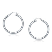 Bids.com 14k White Gold Polished Hoop Earrings (40 mm) Earrings White Smoke White Gold