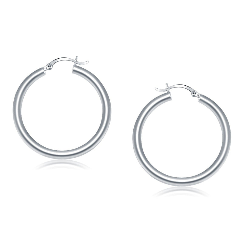 Bids.com 14k White Gold Polished Hoop Earrings (40 mm) Earrings White Smoke White Gold