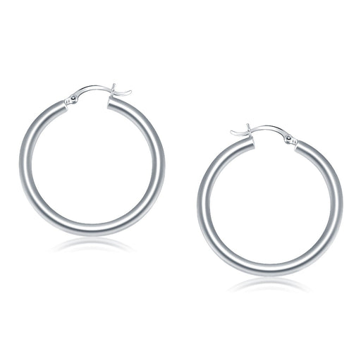 Bids.com 14k White Gold Polished Hoop Earrings (40 mm) Earrings White Smoke White Gold