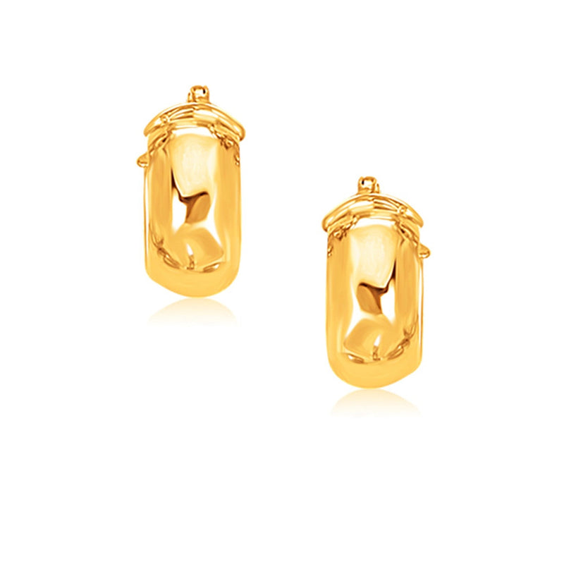 Bids.com 14k Yellow Gold Wide Small Hoop Earrings with Snap Lock Earrings White Smoke Yellow Gold