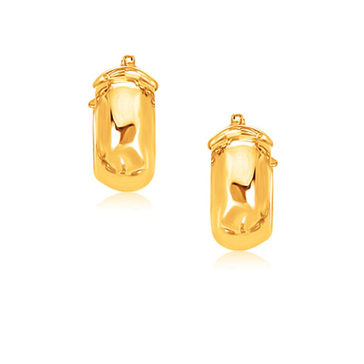 Bids.com 14k Yellow Gold Wide Small Hoop Earrings with Snap Lock Earrings White Smoke Yellow Gold