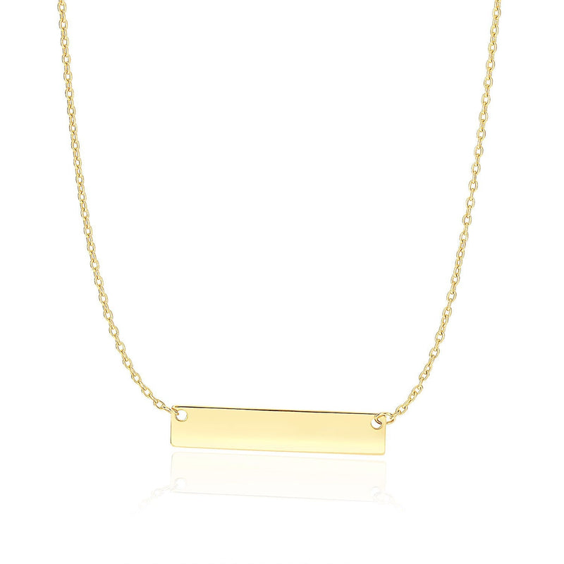 Bids.com 14k Yellow Gold Smooth Flat Horizontal Bar Style Necklace Necklaces White Smoke 18 / Yellow Gold