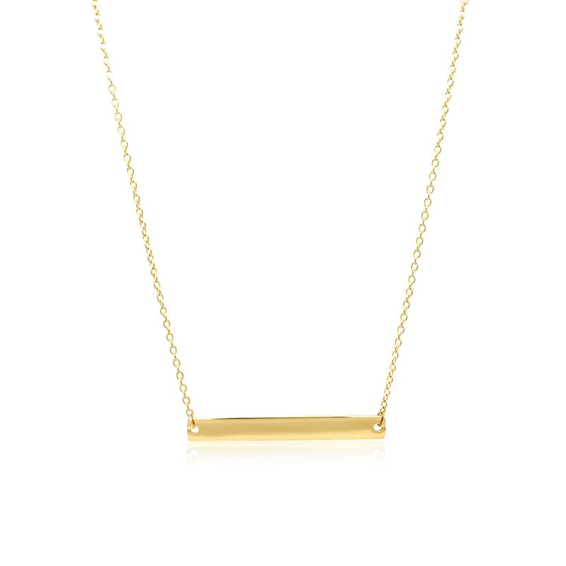 Bids.com 14k Yellow Gold Smooth Flat Horizontal Bar Style Necklace Necklaces White Smoke 18 / Yellow Gold