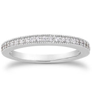 Bids.com 14k White Gold Pave Diamond Milgrain Wedding Ring Band Set 1/2 Around Rings White Smoke 4 / White Gold,4.5 / White Gold,5 / White Gold,5.5 / White Gold,6 / White Gold,6.5 / White Gold,7 / White Gold,7.5 / White Gold,8 / White Gold,8.5 / White Gold,9 / White Gold