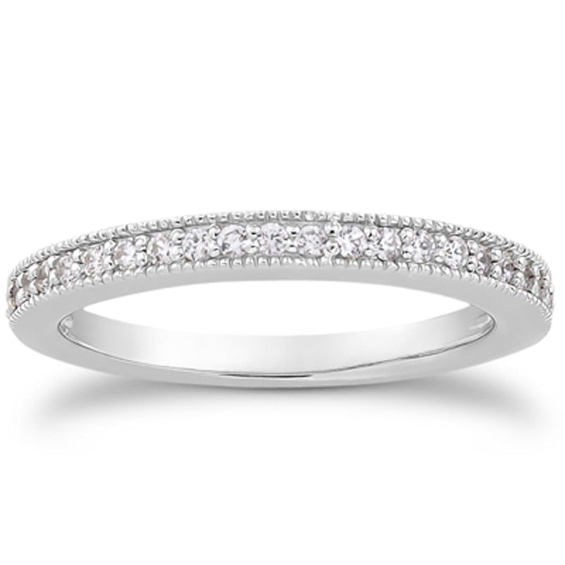 Bids.com 14k White Gold Pave Diamond Milgrain Wedding Ring Band Set 1/2 Around Rings White Smoke 4 / White Gold,4.5 / White Gold,5 / White Gold,5.5 / White Gold,6 / White Gold,6.5 / White Gold,7 / White Gold,7.5 / White Gold,8 / White Gold,8.5 / White Gold,9 / White Gold
