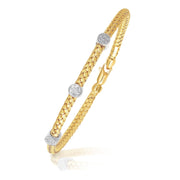 Bids.com 14k Two-Tone Gold Diamond Accent Station Basket Weave Bracelet Bracelets White Smoke 7.25 / Two-Tone Gold,One / Two-Tone Gold