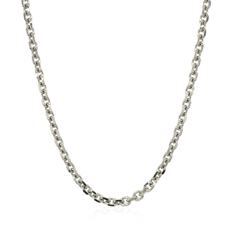 Bids.com 14k White Gold Diamond Cut Cable Link Chain (2.90 mm) Necklaces White Smoke 18 / White Gold,20 / White Gold,22 / White Gold,24 / White Gold,26 / White Gold