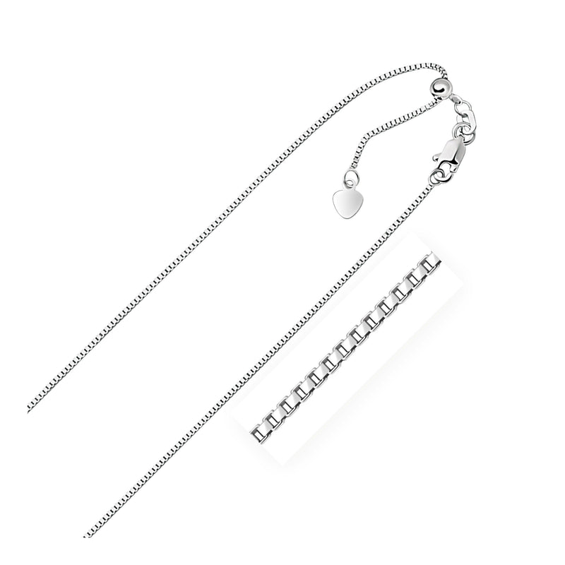 Bids.com 10k White Gold Adjustable Box Chain 0.85mm Necklaces White Smoke 22 / White Gold