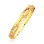 Bids.com Classic Floral Carved Bangle in 14k Yellow Gold (8.0mm) Bracelets White Smoke 7 / Yellow Gold,8 / Yellow Gold