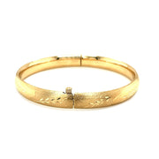 Bids.com Classic Floral Carved Bangle in 14k Yellow Gold (8.0mm) Bracelets White Smoke 7 / Yellow Gold,8 / Yellow Gold