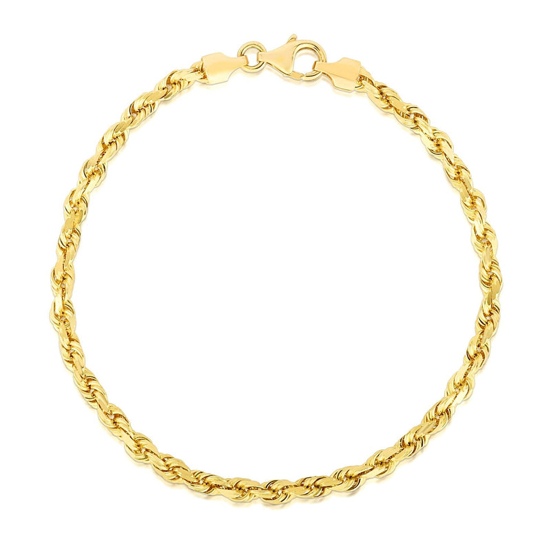 Bids.com 4.0mm 14k Yellow Gold Solid Diamond Cut Rope Bracelet Bracelets White Smoke 7 / Yellow Gold,8 / Yellow Gold