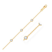 Bids.com 14k Yellow Gold Anklet with Round White Cubic Zirconia Accessories White Smoke 10 / Yellow Gold